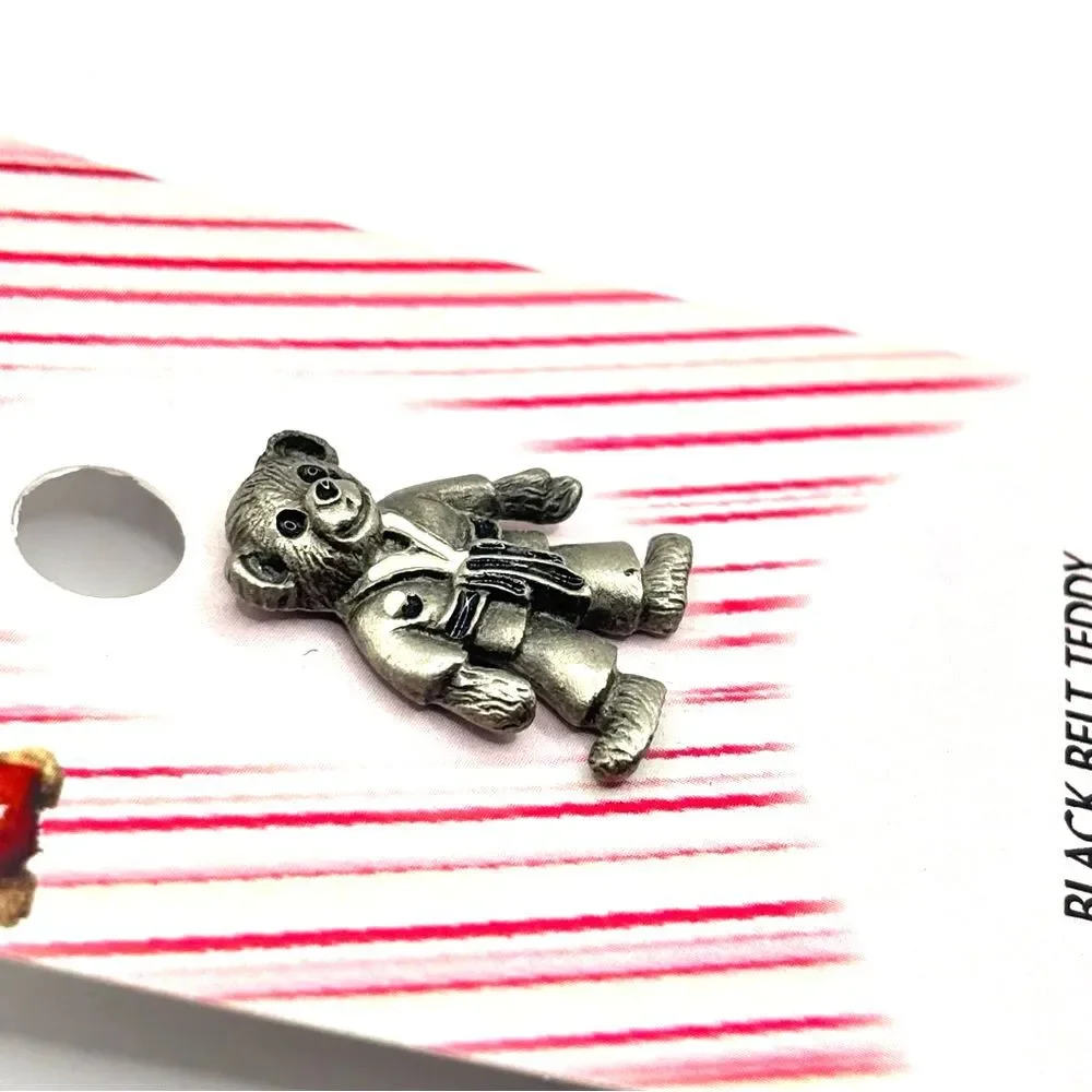 Karate Black Belt Teddy Lapel Pin Brooch
